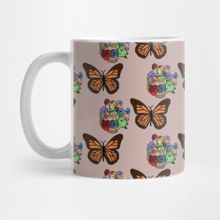 Pink Aesthetic Flower and Butterfly Print by Courtney Graben Mug